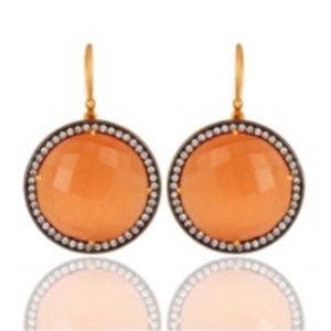 มาใหม่ Carnelian พลอย925เงินสเตอร์ลิงรอบรูปร่างต่างหู - Product Image 1