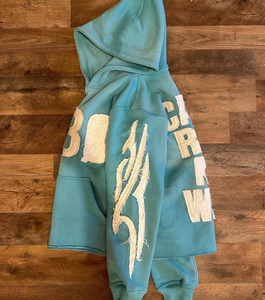 Votre propre Logo Design hommes détresse broderie sweats à capuche pour tenue décontracté matériel de haute qualité fait pull hommes mode sweats à capuche - Product Image 2
