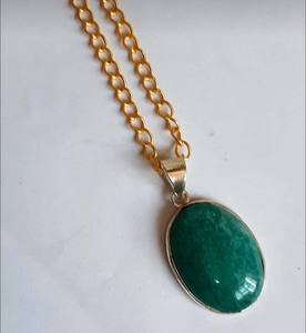 Nouvel arrivage de collier de jaspe à bandes vertes de forme ovale magnifique ensemble de lunette en laiton plaqué or collier de chaîne de charme au cadeau promotionnel - Product Image 1