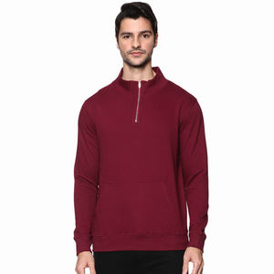 Sudaderas con capucha de media cremallera de algodón y poliéster con estampado a prueba de viento para hombre de la mejor calidad Color granate con logotipo personalizado - Product Image 1
