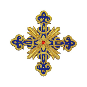 Lingote metálico de latón de alta calidad, insignias cruzadas religiosas bordadas a mano, decoración de encaje, estilo cosido, tamaño personalizable - Product Image 1