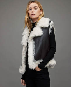 Chaquetas cortas de Invierno para mujer Cuello vuelto Mangas largas Cierre de cremallera. Algodón transpirable de piel de oveja genuina - Product Image 4