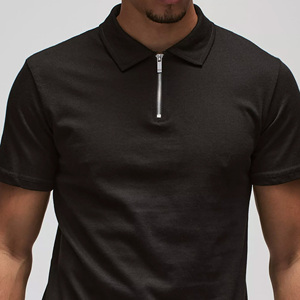 Polo homme noir slim fit personnalisé avec broderie, coupe classique, respirant, séchage rapide, en coton, style streetwear - Product Image 2