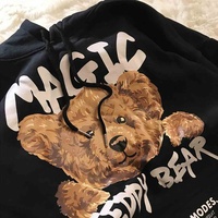 Sudadera con capucha para parejas, de algodón 100%, con estampado de dibujos animados, oso polar, talla grande, Primavera