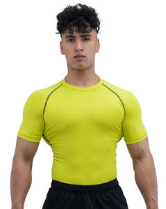 Chemise d'entraînement à compression à séchage rapide et demi-manches pour hommes Skinny Fit Spandex Long Rash Guard pour BJJ MMA Motif uni sublimé - Product Image 1