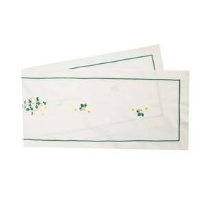 Coureurs personnalisés en gros de conception de fleurs de marguerite brodées blanches Tables de chemin de table en coton blanc de haute qualité pour la maison et les hôtels - Product Image 1