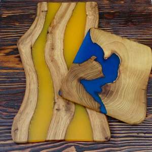 Handmade resin chopping board featuring smooth resin wave through <b>wood</b> base designed for <b>slicing</b> vegetables fruits and snacks - Product Image 2