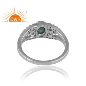 Stylish Design <b>Silver</b> Palladium <b>Plated</b> Arizona Turquoise & White Topaz Gemstone Ring Women Custom Jewelry Supplier - Product Image 2