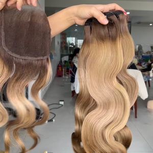 Extensions de cheveux humains vietnamiens de qualité supérieure, prix attractif, cheveux raides et volumineux, couleur ombrée, ensemble de mèches avec fermeture 2025 - Product Image 3