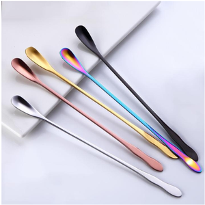 Cuillère à remuer colorée en acier inoxydable la plus vendue cuillère à mélange de café à crème glacée avec long manche - Product Image 3