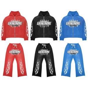 Winter Sports Training Running Gym Workout Custom Printed Fashionable Two-Piece Sets Hoodie <b>Trouser</b> Tracksuits 100% Cotton - Product Image 1
