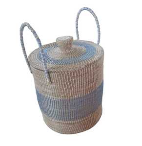Cesta de almacenamiento de hierba Sabai de bajo precio con tapa y asas Cesta de algas marinas hecha a mano con asas Organizador de habitación para niños - Product Image 1