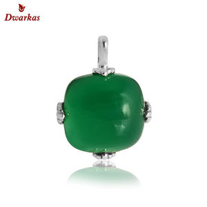 Classic delicate high quality natural stone 925 sterling silver <b>green</b> onyx gemstones pendant necklace wholesale ready stock - Product Image 1