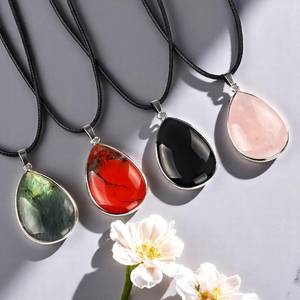 Pendentif larme de pierres précieuses naturelles, breloque goutte de cristal plaqué argent pour colliers, cadeau pendentif en pierre de guérison - Product Image 6