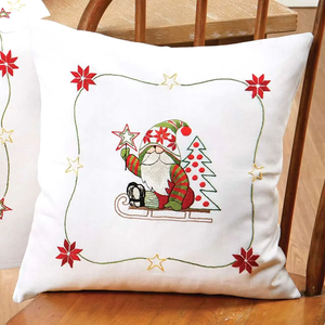Funda de almohada de algodón al por mayor, funda de cojín de asiento cuadrado de Navidad de Papá Noel bordada, almohadas de función para sofá y hogar - Product Image 2