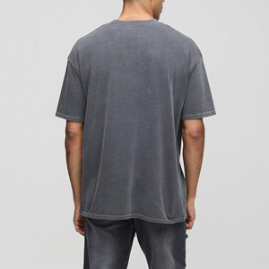 Venta al por mayor de la camiseta de los hombres de peso pesado 350 GSM color gris sólido transpirable caída del hombro streatwear hiphop Camiseta para los hombres - Product Image 5