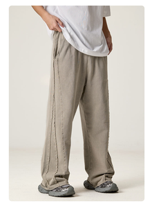 กางเกงลำลองผู้ชายสไตล์สตรีทพิมพ์โลโก้ตามสั่ง ทรงตรง ใส่สบาย ผ้าแคนวาสเนื้อปานกลาง 100% ผ้าฝ้าย MOQ ต่ำ ราคาถูก - Product Image 5