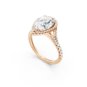 แหวนหมั้นเพชรโมอิสซาไนต์ทรงลูกแพร์หรูหรา ประดับเพชรรอบวง ทองคำขาว 18K สำหรับผู้หญิง - Product Image 3