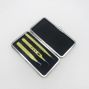 แหนบถอนขนตาแม่เหล็กทำจากสเตนเลสสามชิ้นเคลือบผงสีเหลืองอ่อนติดป้ายได้ตามต้องการ - Product Image 6