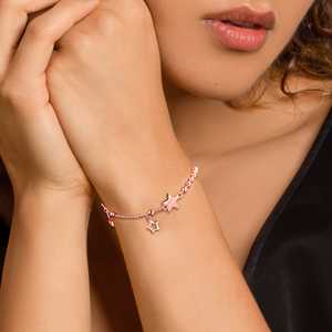Elegante pulsera con abalorio de Estrella de oro rosa, joyería de moda para mujer, accesorio ajustable, diseño elegante, regalo para boda, cumpleaños - Product Image 1