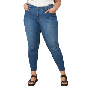 Cómodos pantalones vaqueros ajustados al tobillo transpirables de talla grande para mujer, lavado medio de muy buena calidad de Pakistán WS INTERNATIONAL - Product Image 1