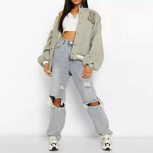 Chaqueta universitaria de gran tamaño para mujer, lo más vendido, nuevo abrigo de invierno de béisbol a la moda, diseño de letras, bordado deportivo informal personalizado - Product Image 4