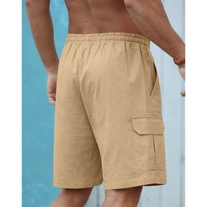 Pantalones cortos deportivos informales de verano 100% de algodón para hombre, pantalones cortos deportivos de Hip Hop de Color sólido para correr, logotipo personalizado, cordón suelto - Product Image 3