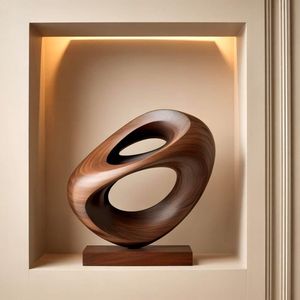 Sculpture de table en bois moderne faite à la main, décoration d'intérieur contemporaine haut de gamme, centre de table artistique, personnalisable, espace de vie - Product Image 5