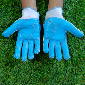 Gants de frappeur de Baseball professionnels nouveaux gants de Protection des mains en cuir à manchette courte de couleur bleu et blanc - Product Image 3