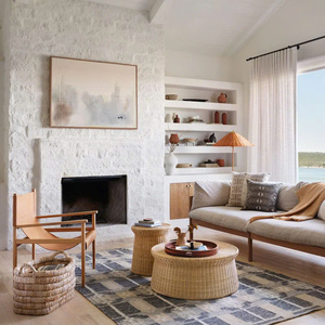 Table d'appoint en rotin de luxe écologique fabriquée à la main pièce d'accent en bois moderne salle à manger sophistiquée décoration de la maison salons - Product Image 3