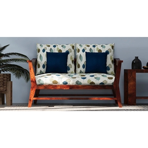 โซฟาออกแบบร่วมสมัย2-Seater kaveri สีธรรมชาติและสีฟ้า - Product Image 1