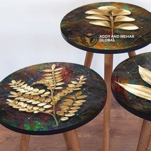 Tabouret en émail et bois artisanal de qualité supérieure, écologique et antique, pour hôtel et appartement - Product Image 2