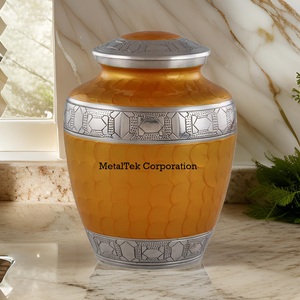 โกศเผาศพสีน้ำเงินคลาสสิกสำหรับเก็บอัฐิ  โถสำหรับผู้ใหญ่ ขายส่งอุปกรณ์งานศพ โถโลหะตกแต่งสำหรับฝังศพ - Product Image 5