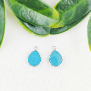 925จี้เงินสเตอร์ลิงและจี้อัญมณีรูปดรูซี่ขอบสีฟ้าสร้อยคอรูปลูกแพร์เครื่องประดับทอง Vermeil ขายส่ง - Product Image 6