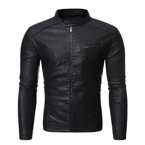 Abrigo de cuero lavable y versátil para hombre con cuello alto, chaqueta cómoda para hombre - Product Image 1