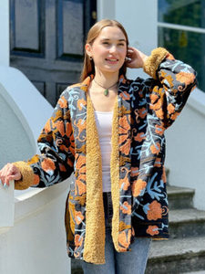 Fabricant OEM Veste brodée doublée Sherpa bohème pour femmes Manteau Boho d'hiver chaud avec motif floral coloré Artisan - Product Image 3