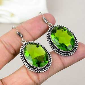 Plata de Ley 925 elegante forma de pera gota de piedras preciosas hecha a mano peridoto verde para mujeres niñas regalo perfecto encanto joyería - Product Image 1