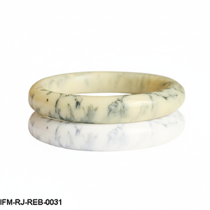 Elegante Juego de Brazaletes de Resina Marmoleada, Brazaletes Delgados con Efecto Piedra en Blanco y Crema, Joyería Moderna Minimalista, Accesorio de Resina Apilable - Product Image 4