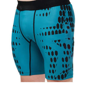 กางเกงขาสั้นรัดรูปสำหรับผู้ชายมีลายพิมพ์เรขาคณิตสีดำและสีน้ำเงิน - Product Image 3