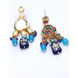 Ensemble de collier luxueux serti de perles Kundan, plaqué or 24 carats, bijoux fins, style vintage - Product Image 3