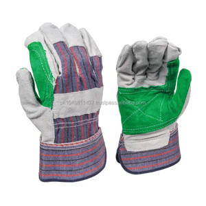 Guantes de trabajo de aparejo canadiense de cuero de vaca Natural de alta calidad Guantes de seguridad de protección de manos de construcción industrial - Product Image 3