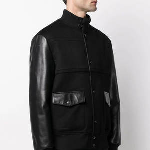 Chaqueta universitaria de lana 100% de alta calidad personalizada, Mangas de cuero con soporte, chaquetas de talla grande para hombre con letras de calle, logotipo personalizado - Product Image 3