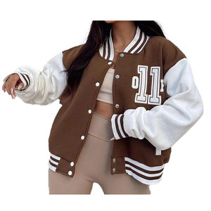 Veste de baseball pour femmes de haute qualité avec lettres, veste d'hiver en nylon respirante coupe-vent, manches amovibles - Product Image 4