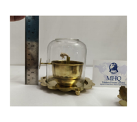 Lámpara de aceite vintage de hierro Akhand Jyoti Diya redonda de 18 cm, chapada en oro y con relieve, para decoración del hogar en Diwali Puja.