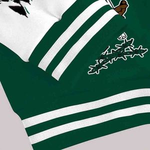 Trust No One Varsity Jacket Graphic Letterman Style Green White Bomber Jacket Streetwear Patch Design pour hommes et femmes - Product Image 5