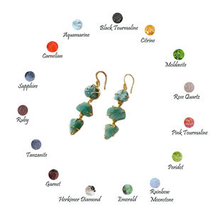 Pendientes colgantes de plata de ley con piedras preciosas, joyería con tres piedras - Product Image 6