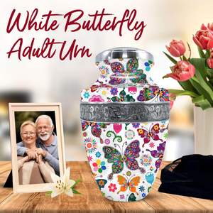Urnes papillon pour cendres humaines Femme et homme adultes-Urnes de crémation blanches avec sac-Honore votre bien-aimé avec de grandes urnes - Product Image 4