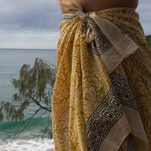 Pareo de Algodón Estampado a Mano, Falda de Playa, Chal, Bufanda de Algodón Voile, Estampado Floral, Ropa de Verano - Product Image 4