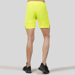Shorts Bermuda pour homme, jaune fluo, séchage rapide, taille élastique, couleur unie, décontractés, pour le fitness, avec poches - Product Image 2