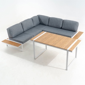 Ensemble <span class=keywords><strong>de</strong></span> canapés <span class=keywords><strong>de</strong></span> <span class=keywords><strong>jardin</strong></span> modernes imperméables, structure en <span class=keywords><strong>aluminium</strong></span>, <span class=keywords><strong>bois</strong></span> plastique, canapé d'extérieur, coussins et oreillers en polyester, <span class=keywords><strong>salon</strong></span> et cour - Product Image 5